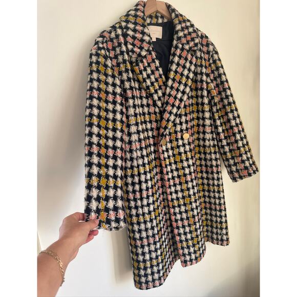 J.Crew Collection Lurex Tweed Oversized Double-Breasted Coat Houndstooth Print - Picture 4 of 11